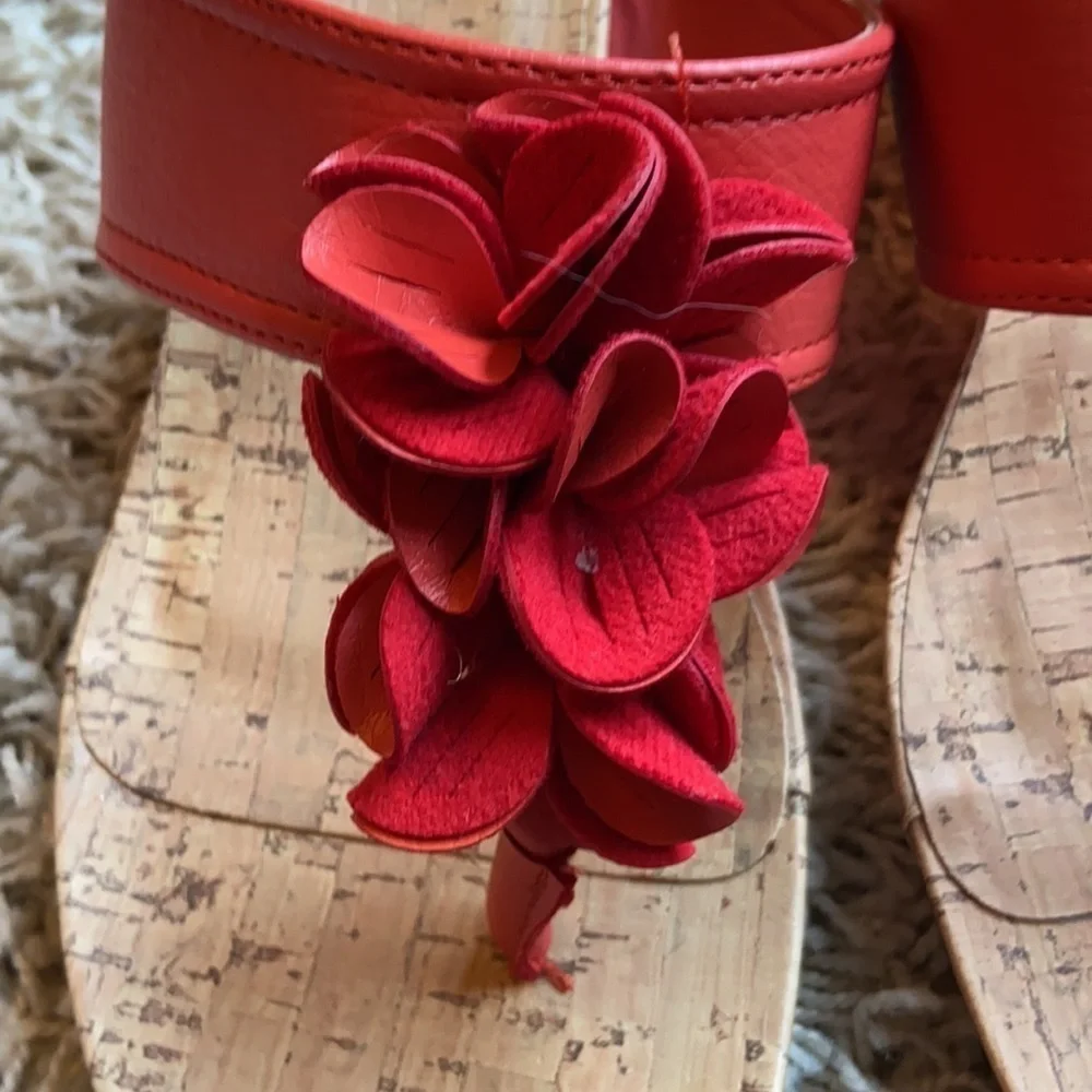 Nicole Wedge Sandal Size 9W Cork Insole in Current